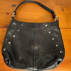 B. Makowsky Black Studded Leather Hobo Bag - image 1